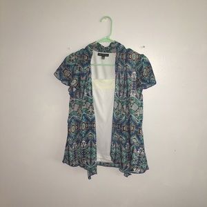 Sara Michelle pretty blue and white blouse